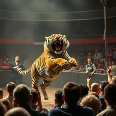 Falha em grade de proteção de circo deixa tigre solto diante da plateia