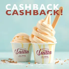 Sorvete com desconto! 15% de cashback na compra de créditos da Bacio di Latte